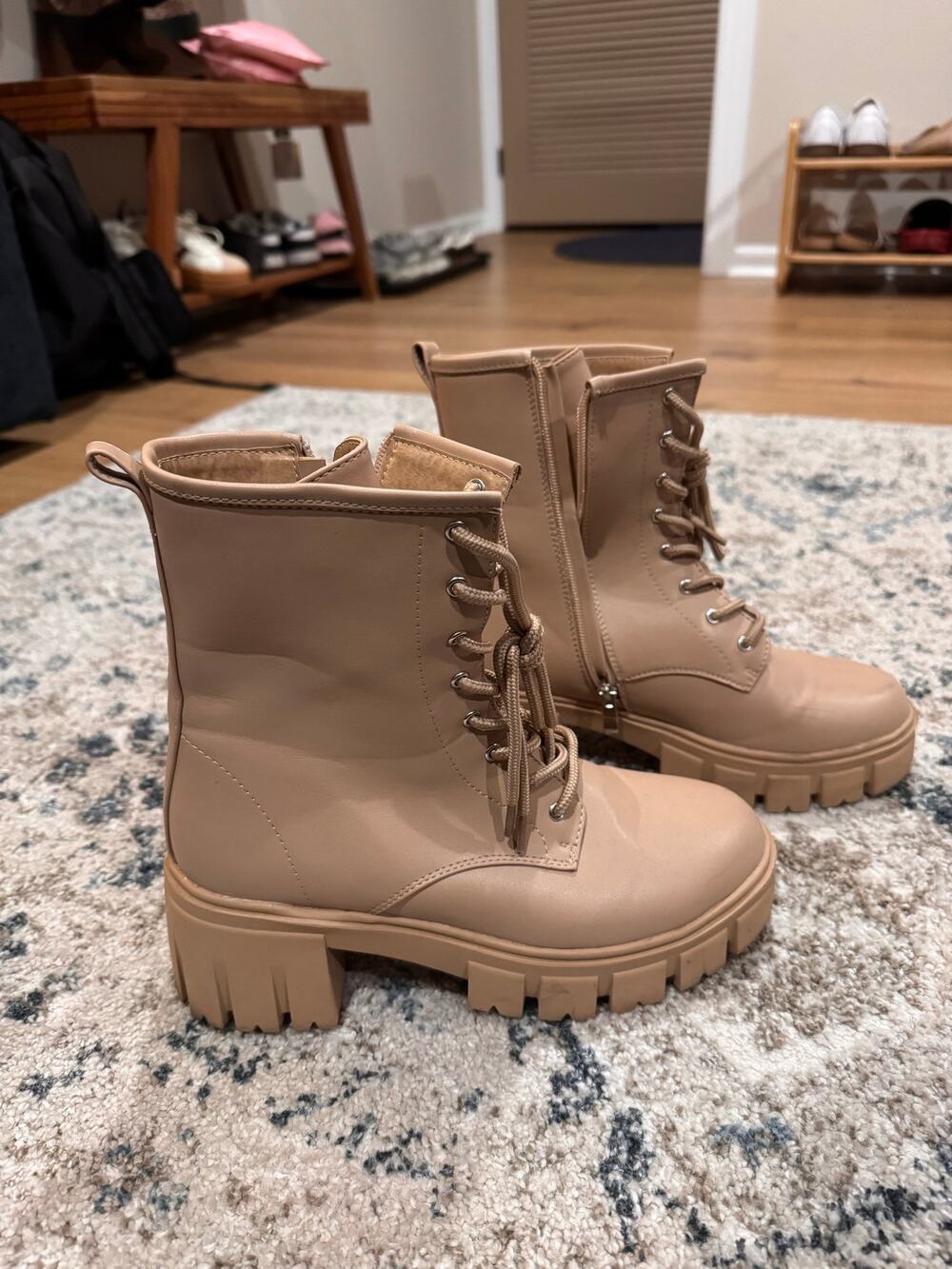 Tan Combat Boots- Azalea Wang